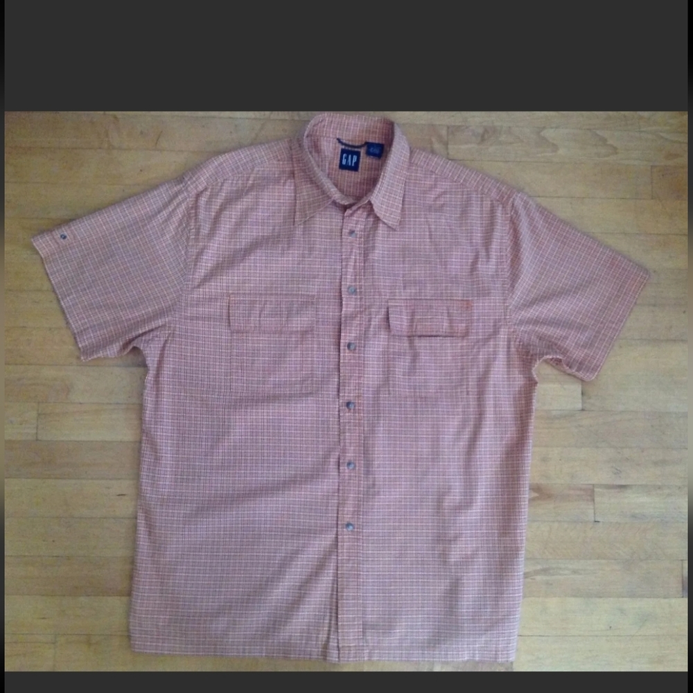 Gap Men's Orange Short Sleeve Shirt Size Large 100% Cotton